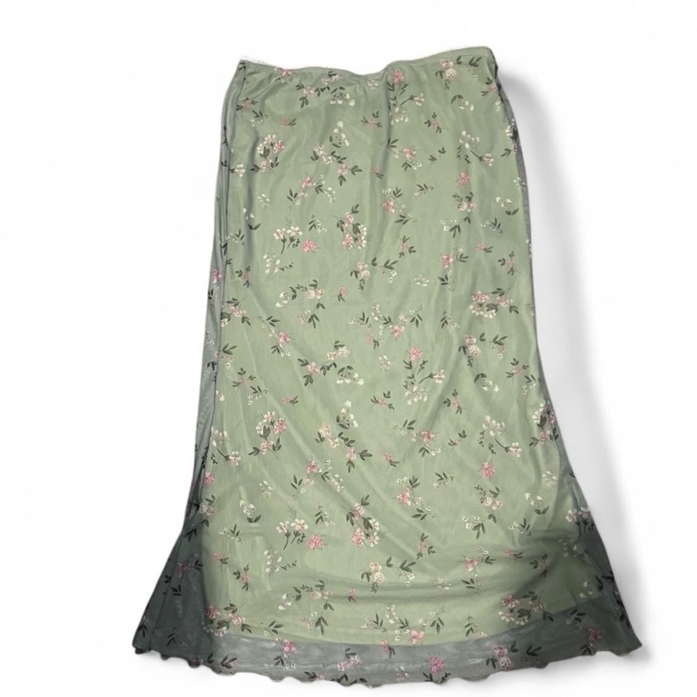 SHEIN Pastel Green Floral Maxi Skirt